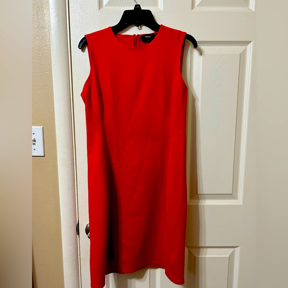 Theory Bright Red Core Scuba Dress